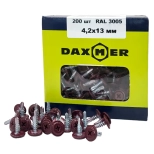 Саморез с прессшайбой DAXMER 4,2х13 со сверлом, RAL 3005 (200 шт)