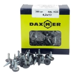 Саморез с прессшайбой DAXMER 4,2х13 со сверлом, RAL 7024 (200 шт)