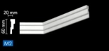 Плинтус потолочный NMC M2 60х20 мм, 2 м