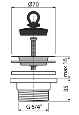 Донный клапан сифона для мойки 6/4 Alcaplast A33