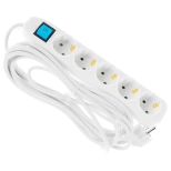 Удлинитель 5 м с выключателем 5 розеток с/з Electraline 62169 (белый)