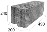 Керамзитобетонный блок 490x200x240 (плотность 600) Новолукомль, возможно 5% боя