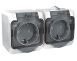 Розетка двойная с/з и шторками Systeme Electric Этюд PA16-244B