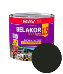 Грунт-эмаль Belakor 15 по ржавчине 3 в 1 быстросохнущая MAV (черный) 2,4 л