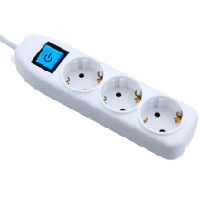 Удлинитель 3 м с выключателем. 3 розетки с/з Electraline 62050 (белый)