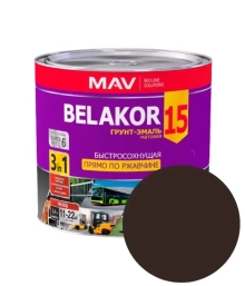 Грунт-эмаль Belakor 15 по ржавчине 3 в 1 быстросохнущая MAV (шоколадный) 1 л