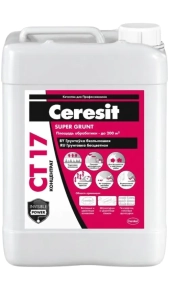 Грунтовка Ceresit CT-17 SUPER концентрат 1:1 бесцветная (белая) 5 л
