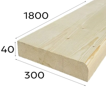 Мебельный щит 40х300х1800 мм (сорт АВ)