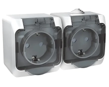 Розетка двойная с/з и шторками Systeme Electric Этюд PA16-244B