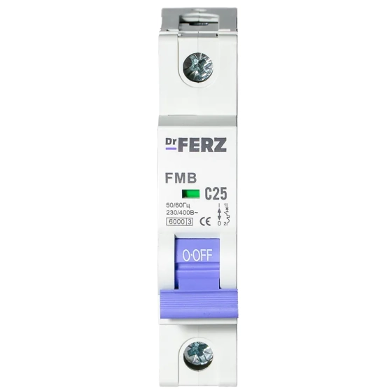 Автоматический выключатель DrFERZ FMB-C 6kA 1P 25A тип С (00061)
