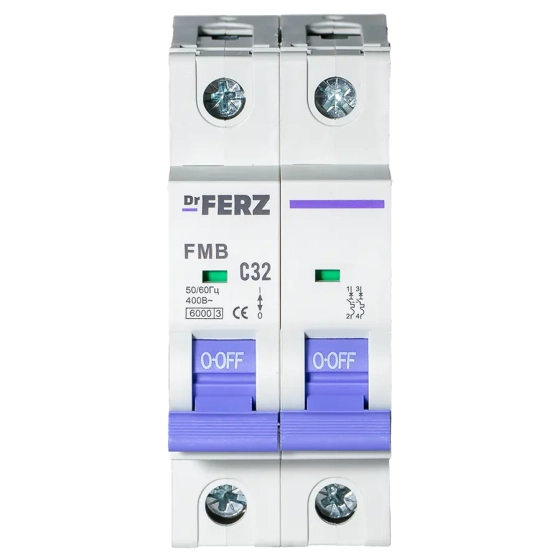 Автоматический выключатель DrFERZ FMB-C 6kA 2P 32A тип С (00075)