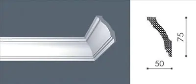 Плинтус потолочный NMC GK 75х50 мм, 2 м