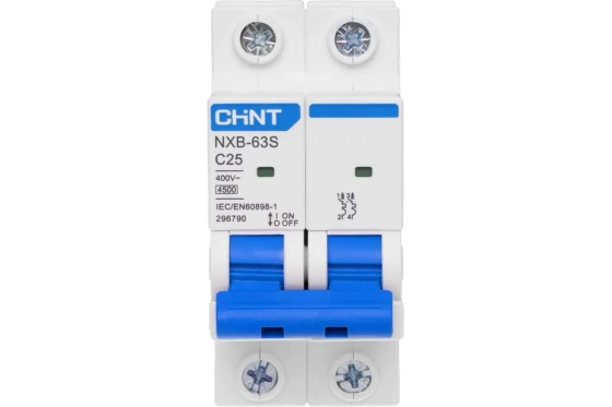 Автоматический выключатель CHINT NXB-63S 2P 25А 4,5kA тип C