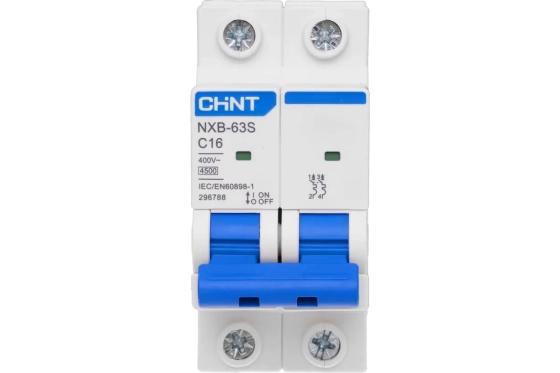 Автоматический выключатель CHINT NXB-63S 2P 16А 4,5kA тип C