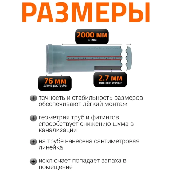 Труба для внутренней канализации 110х2000 мм Ostendorf HTEM