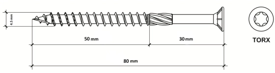 Саморез конструкционный Klimas KMWHT 4,5х80 (250 шт)
