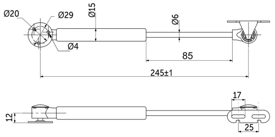 Подъемник газовый верхний 60N серый AKS (22234)