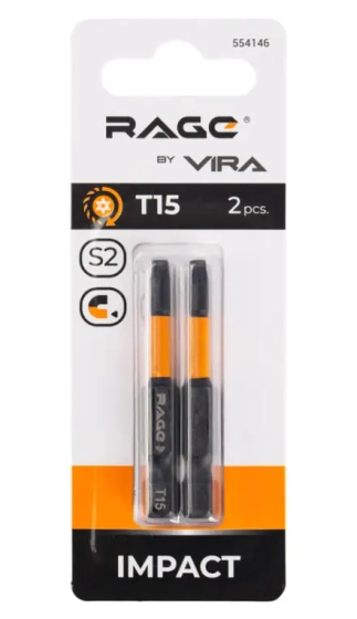 Бита торсионная Torx T15 S2x50 мм RAGE by VIRA (554146) 2 шт
