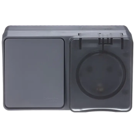 Розетка с выключателем 1-кл Systeme Electric ATN544070 IP54
