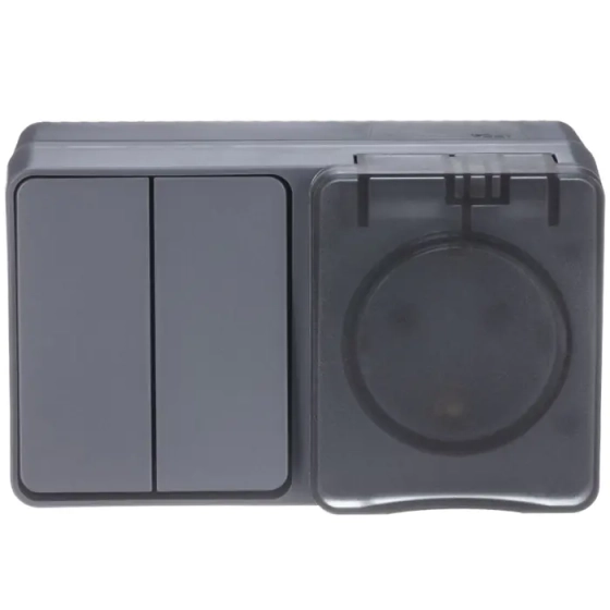 Розетка с выключателем 2-кл Systeme Electric ATN544074 IP54