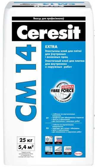 Клей для плитки эластичный Ceresit CM 14, 25 кг