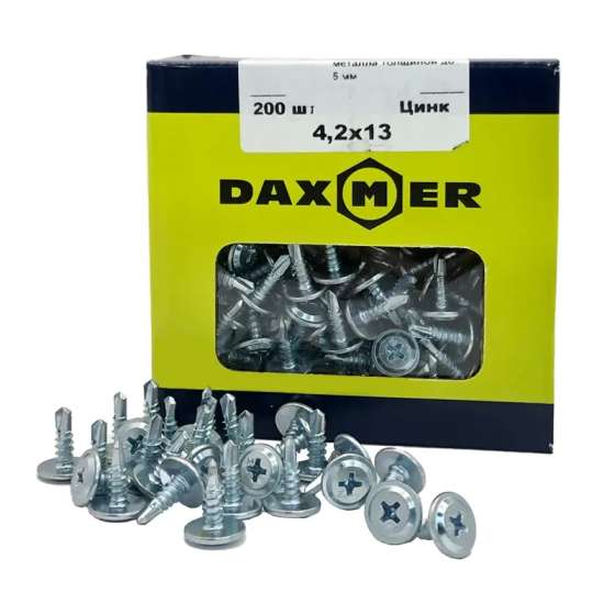 Саморез с прессшайбой DAXMER 4,2х13 со сверлом, цинк (200 шт)