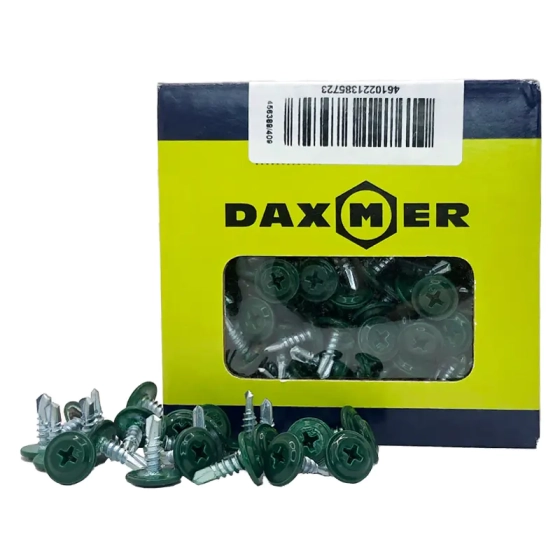 Саморез с прессшайбой DAXMER 4,2х13 со сверлом, RAL 6005 (200 шт)
