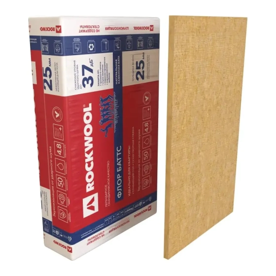 Тепло-звукоизоляция Rockwool Флор Баттс 25 мм (в пачке 4,8 м²)