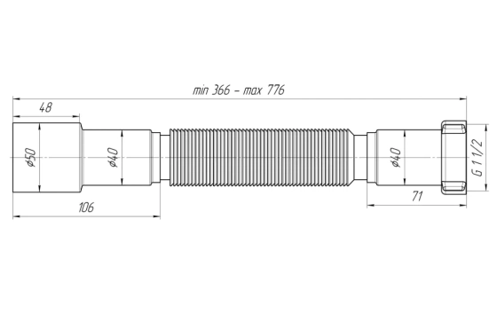 Гибкая труба 1 1/2"х40/50 Ани Пласт K106