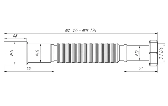 Гибкая труба 1 1/4"х40/50 Ани Пласт K206