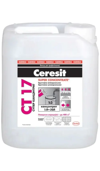 Грунтовка Ceresit CT-17 суперконцентрат 1:3 бесцветный (белый) 5 л