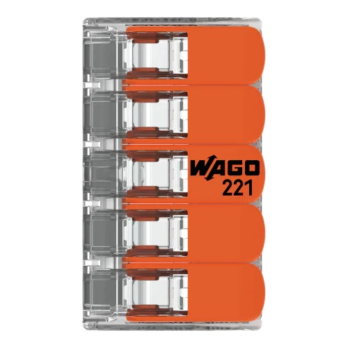 Клемма соединительная Wago 221-415 (5 отверстий) 2 шт