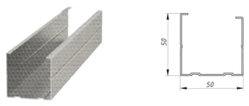 Профиль для гипсокартона Албес стоечный CW 50x50x0,6 мм (3 м)
