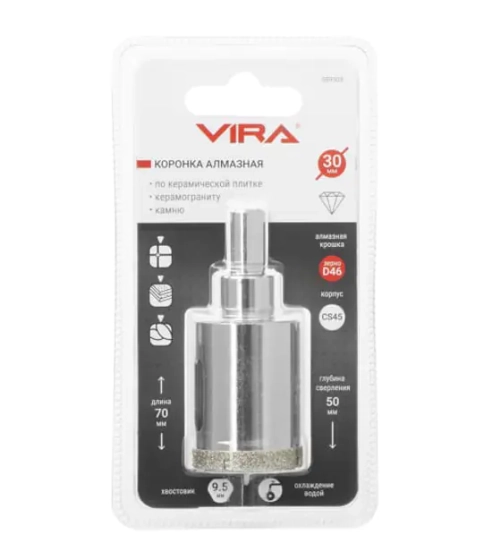 Коронка алмазная 30 мм по керамике, керамограниту, камню VIRA 559503