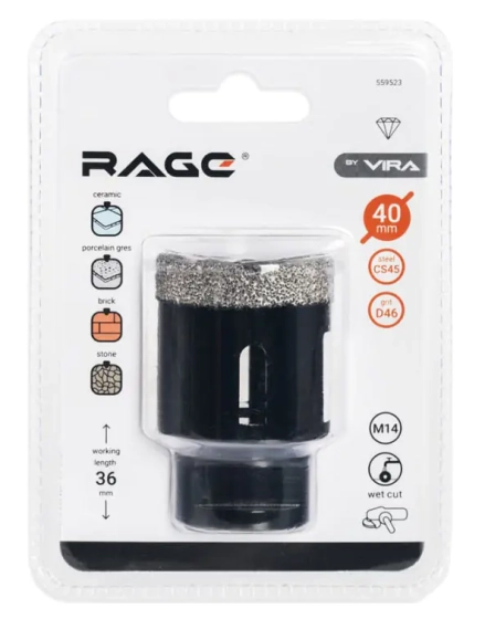 Коронка алмазная 40 мм по керамике для УШМ VIRA RAGE (559523)
