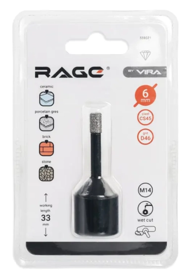 Коронка алмазная 6 мм по керамике для УШМ VIRA RAGE (559521)