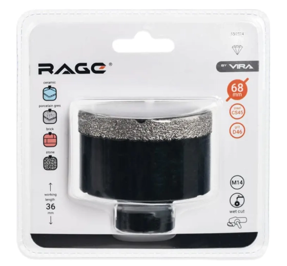 Коронка алмазная 68 мм по керамике для УШМ VIRA RAGE (559524)