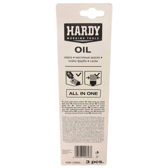Набор плоских художественных кистей 3 шт Hardy (0280-120003)
