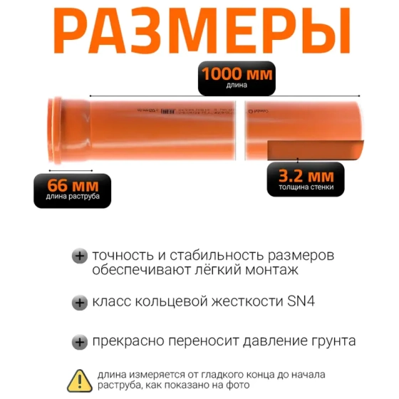 Труба для наружной канализации 110х1000 мм Ostendorf KGEM