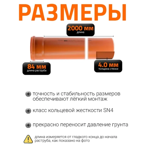 Труба для наружной канализации 160х2000 мм Ostendorf KGEM