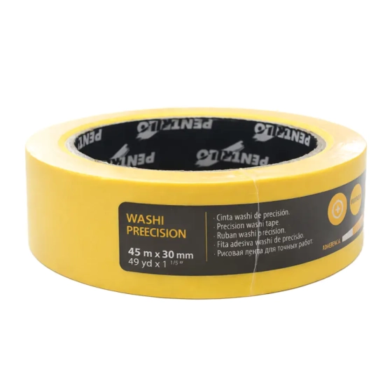 Лента малярная деликатная Pentrilo Washi Precision 30 мм х 45 м (золотая) 08267