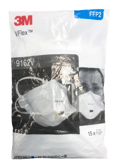 Респиратор 3М 9162V Vflex FFP2 (до 12 ПДК) складной с клапаном 15 шт