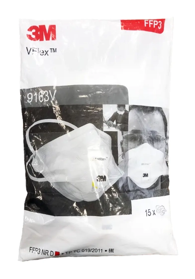 Респиратор 3М 9163V Vflex FFP3D (до 50 ПДК) складной с клапаном 15 шт