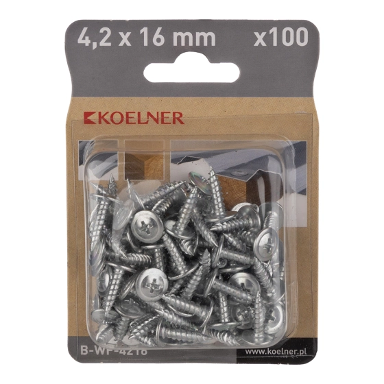 Саморез с прессшайбой KOELNER 4,2x16 острый (100 шт)