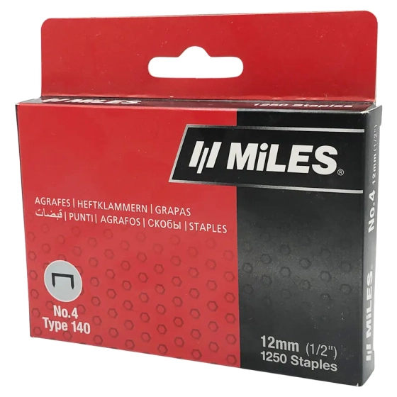 Скобы для степлера Miles №4, 12 мм, 1250 шт