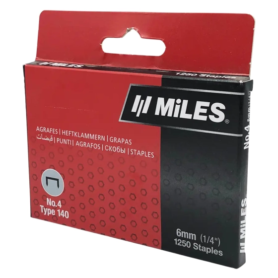 Скобы для степлера Miles №4, 6 мм, 1250 шт