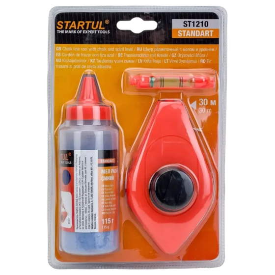 Шнур разметочный 30 м с мелом и уровнем Startul (ST1210)
