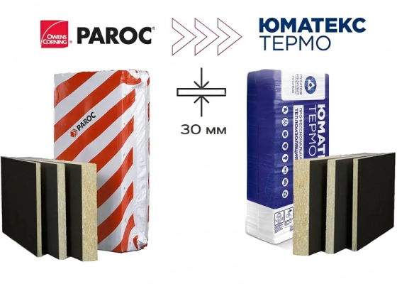 Утеплитель минвата Umatex Termo (Paroc) WAS 35tb. Толщ. 50 мм (6 плит = 4,32 м²)