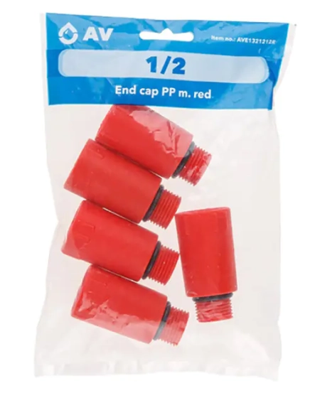 Заглушка ПП 1/2" НР красная AV Engineering (5 шт)
