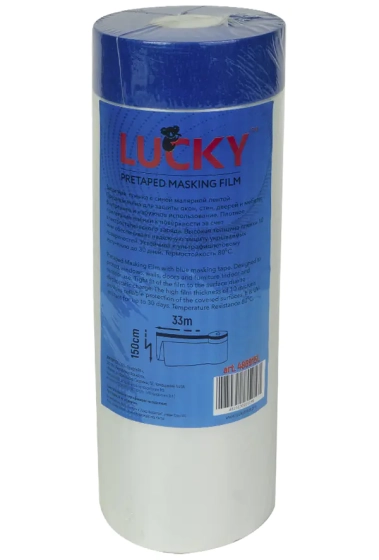 Пленка укрывочная LUCKY с синей малярной лентой WASHI 1,5x33 м